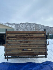 Alaska Mobile Sandblasting Tailgate Project Before Blasting
